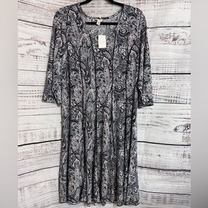 EST . 1946 Dress Womens Plus 14/16 Spring Filing V Neck jersey paisley pleated